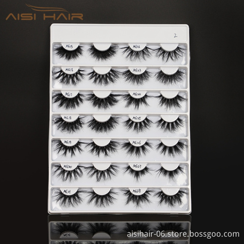 Aisi Hair Wholesale 27 mm 3D 5D Eyelashes With Customized Package Long Fluffy Thick Mink Fur False Eye Lash Vendor